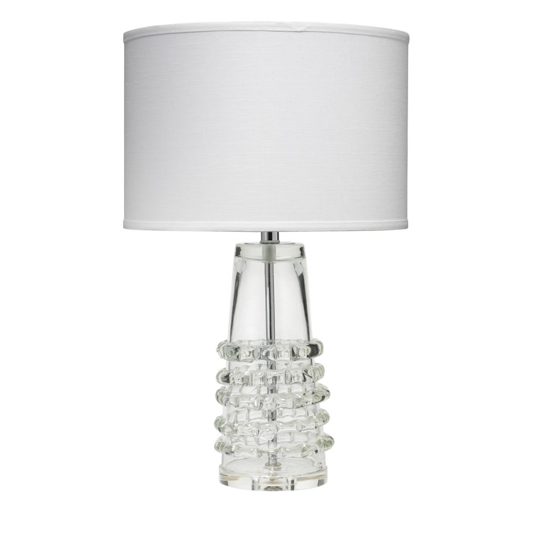 Clear Glass Table Lamp with White Linen Shade
