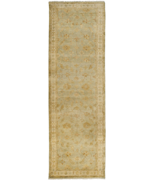 Hand-Knotted Ivory Oushak Wool Runner Rug - 3' x 10'