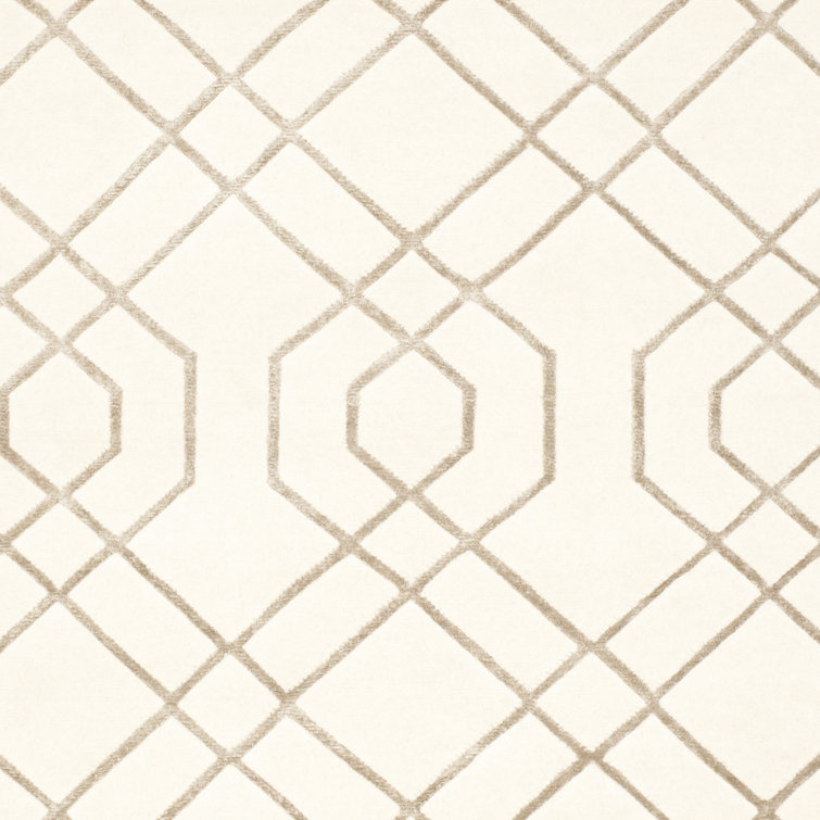 Ivory Hand-Knotted Wool Geometric 8' x 10' Area Rug