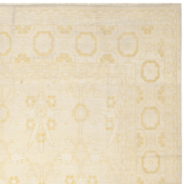 Oushak 6' x 9' Beige Hand-Knotted Wool Area Rug