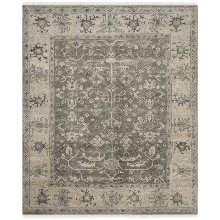 Hand-Knotted Charcoal Gray Oushak Wool Runner Rug - 3' x 10'