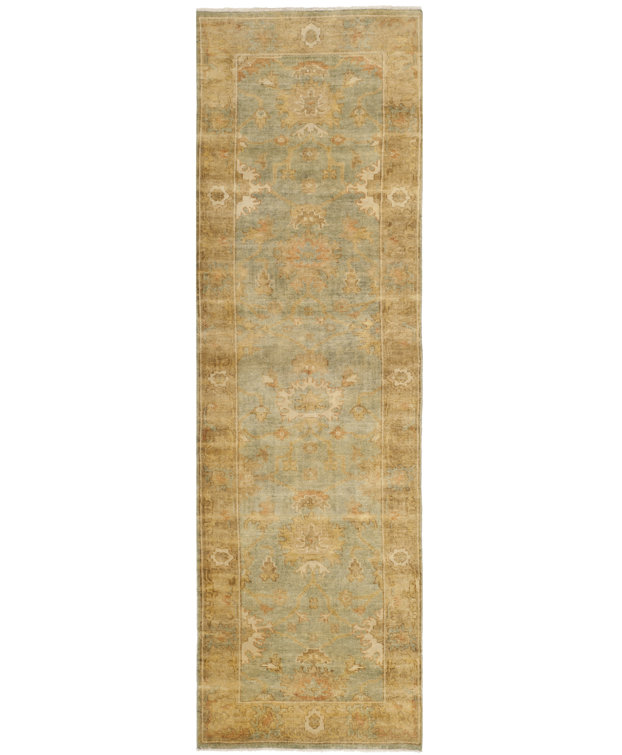 Hand-Knotted Black Wool Oushak Runner Rug 3' x 10'
