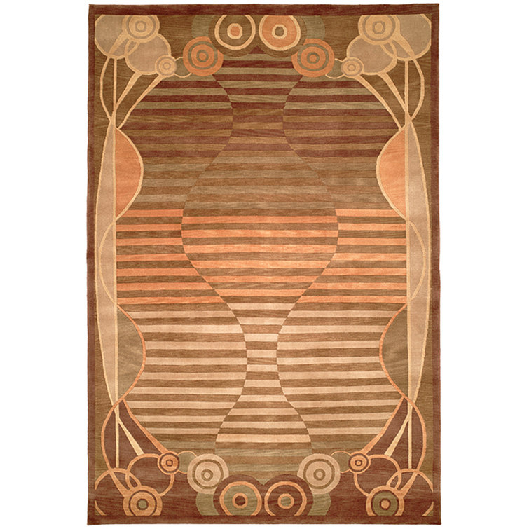 Hand-Knotted Red Geometric Wool 9' x 12' Rug