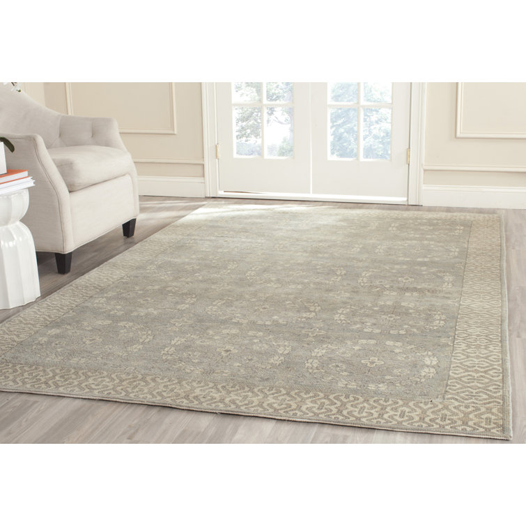 Oushak Blue Hand-Knotted Wool 10' x 14' Area Rug