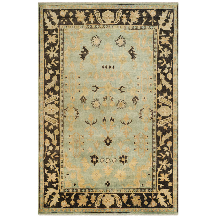 Elegant Oushak Light Blue Hand-Knotted Wool Area Rug, 9' x 12'
