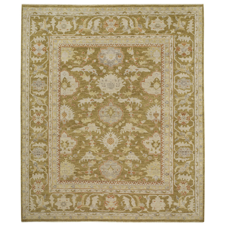 Sultanabad Green Hand-Knotted Wool 9' x 12' Area Rug