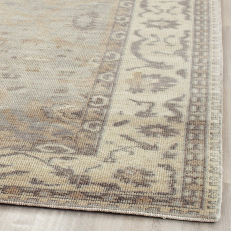 Safavieh Hand-Knotted Oushak Luster Wash Blue/Ivory Wool Rug 9' x 12'