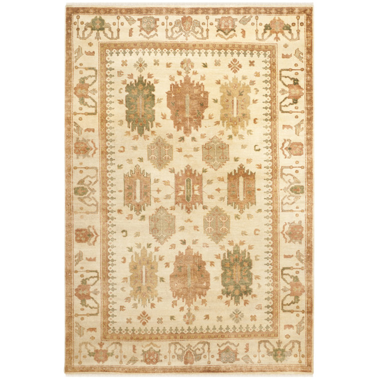Ivory Elegance 9' x 12' Hand-Knotted Wool Oushak Area Rug