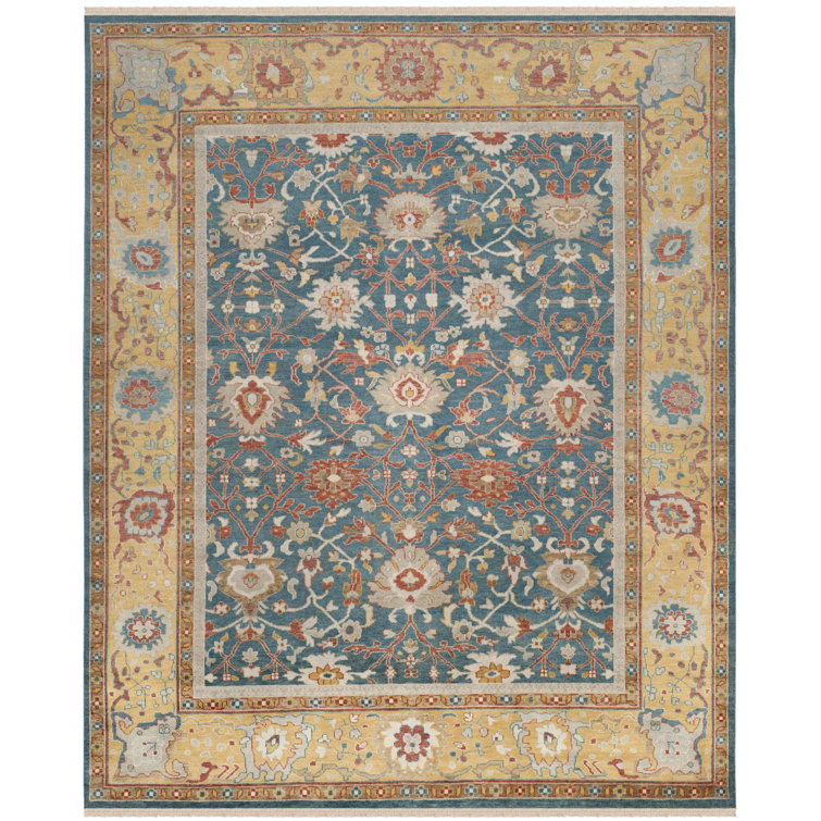 Hand-Knotted Blue Wool 10' x 14' Oriental Area Rug