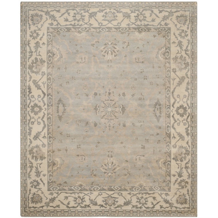 Safavieh Hand-Knotted Oushak Luster Wash Blue/Ivory Wool Rug 9' x 12'