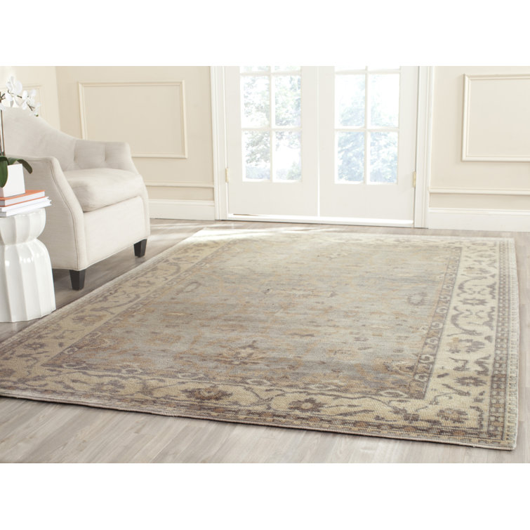 Safavieh Hand-Knotted Oushak Luster Wash Blue/Ivory Wool Rug 9' x 12'