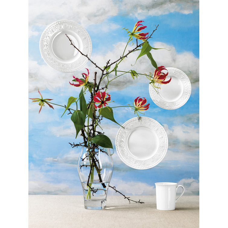 Cellini White Porcelain 24-Piece Dinnerware Set, Service for 6