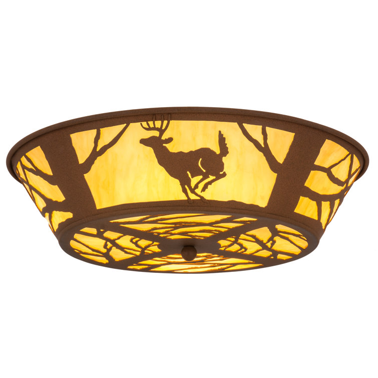 Bronze Glass LED 22.5" Indoor/Outdoor Wildlife Flush Mount