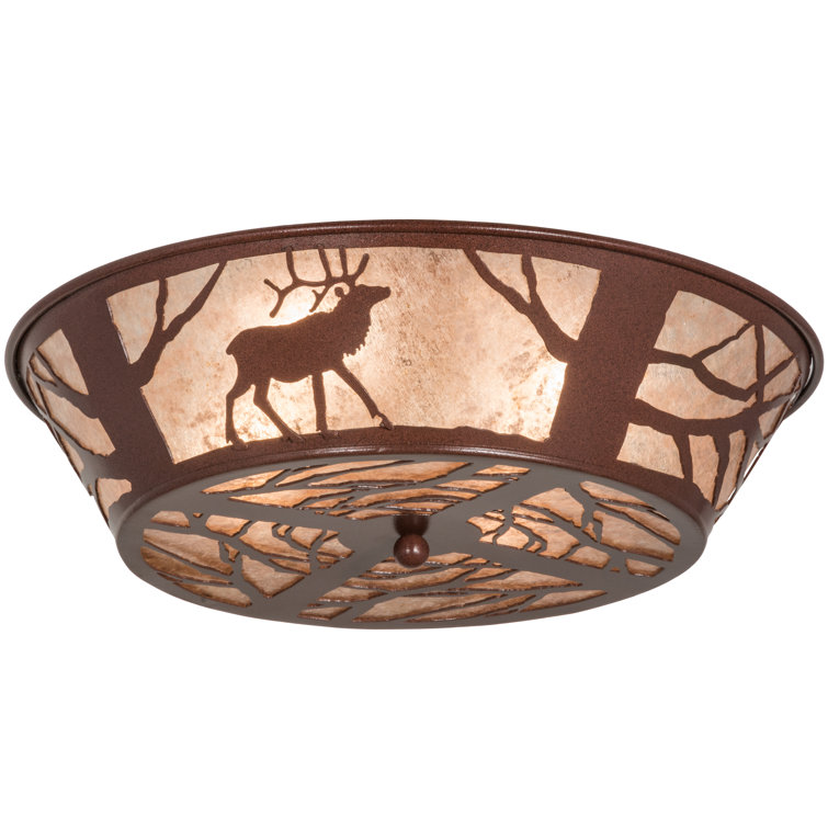 Rustic Bronze 22" Glass Flush Mount Light Fixture