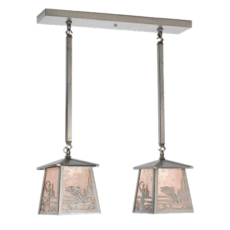 Rustic Steel and Glass 2-Light Island Pendant