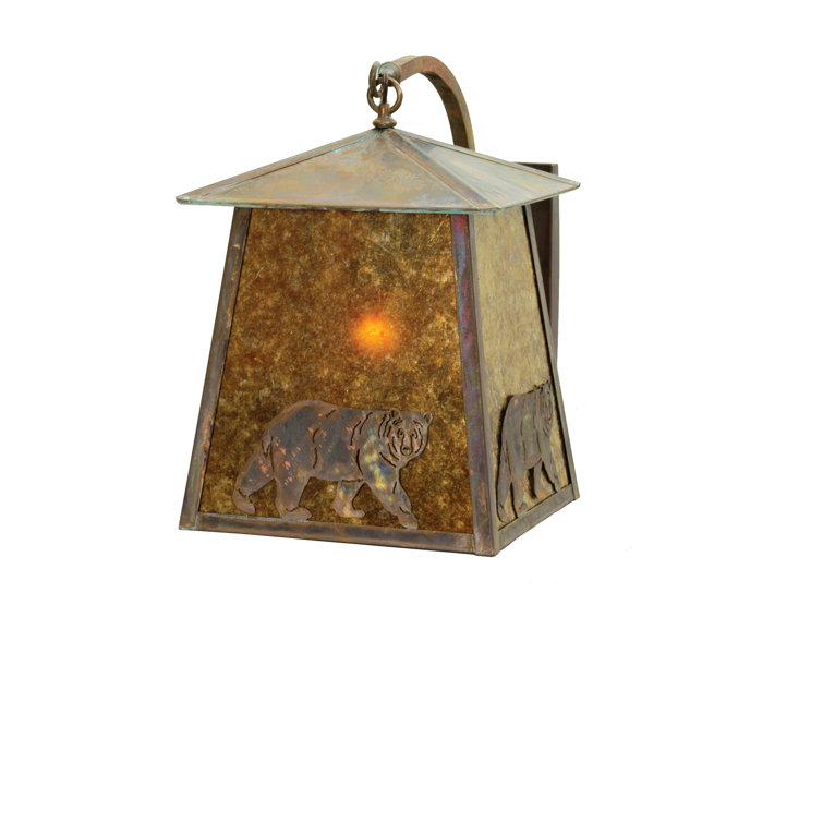 Vintage Copper Bear Lantern Wall Sconce