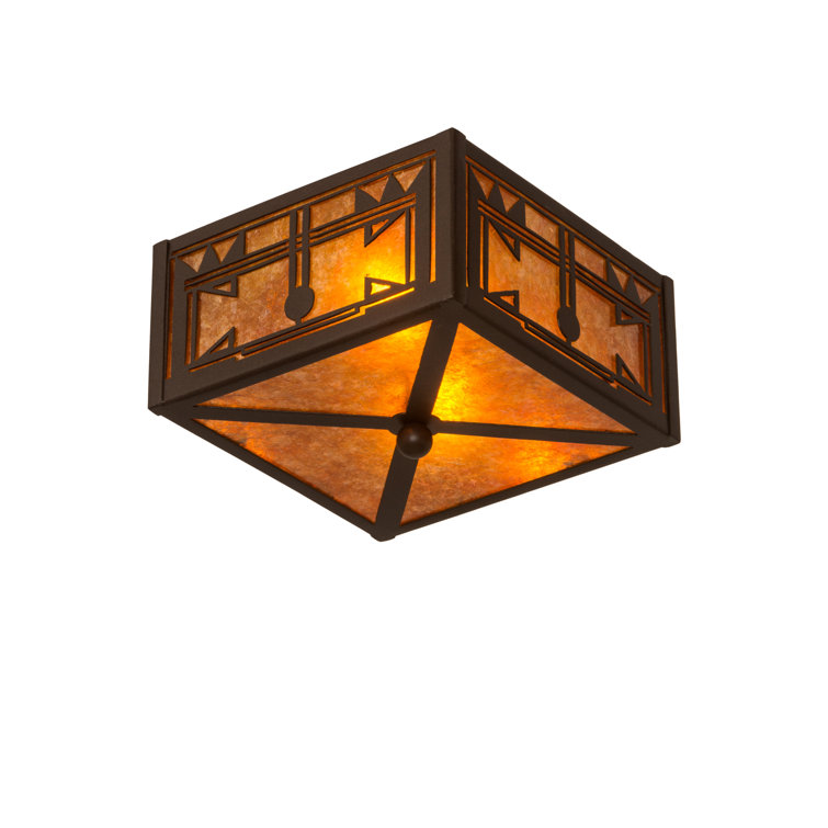 Café Noir Amber Mica 10" Handcrafted Southwest Flush Mount