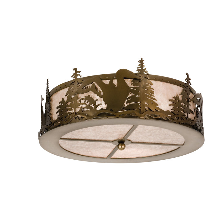 Meyda Loon 16" Antique Copper & Silver Mica Flush Mount