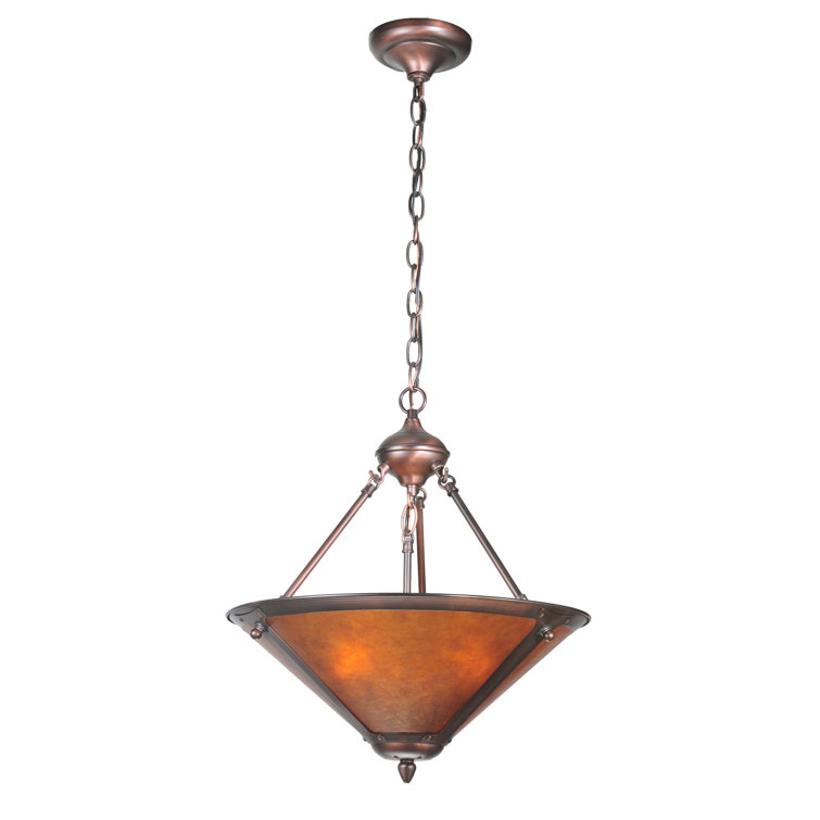 Dirk Van Erp Inspired 3-Light Mahogany Bronze Pendant