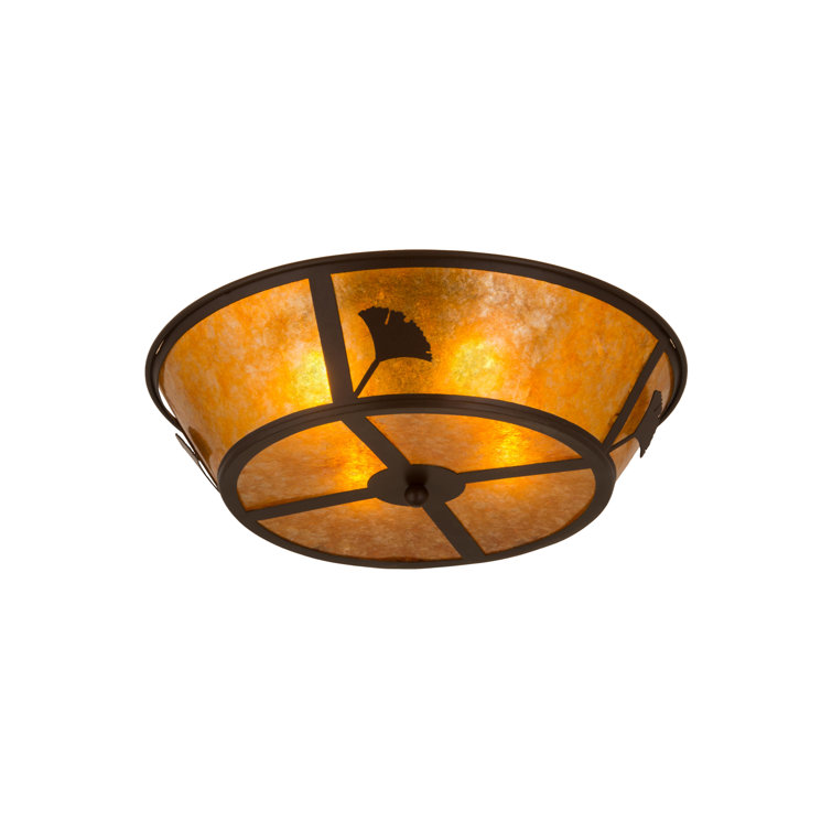 Café Noir Ginkgo Leaf 22" Amber Mica Glass Flushmount