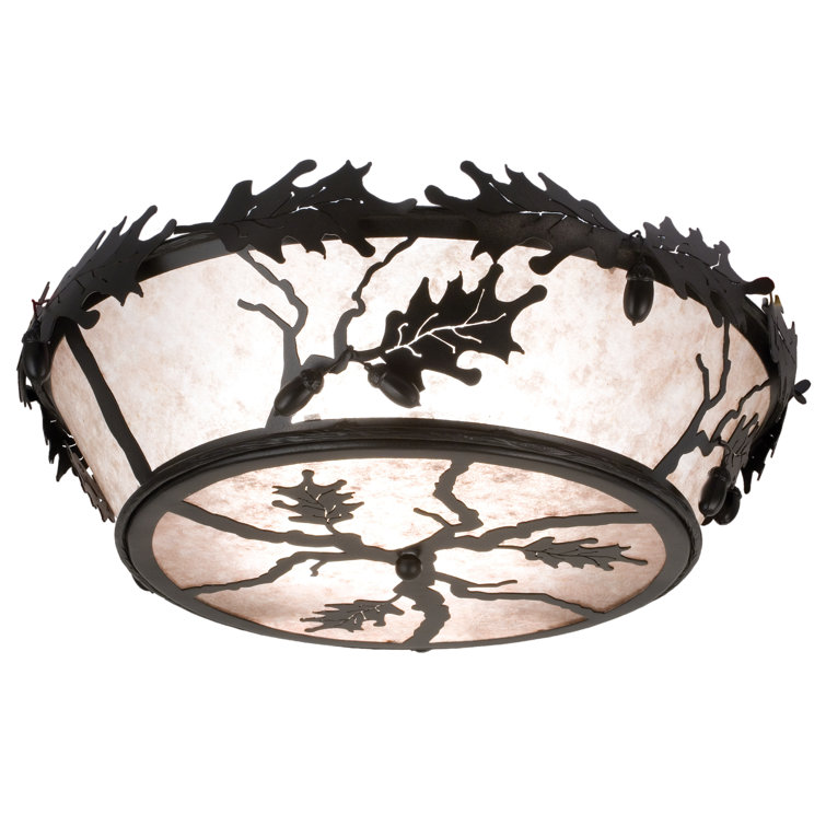 Acorn & Oak Leaf Inspired 23.5'' Black Glass Flush Mount