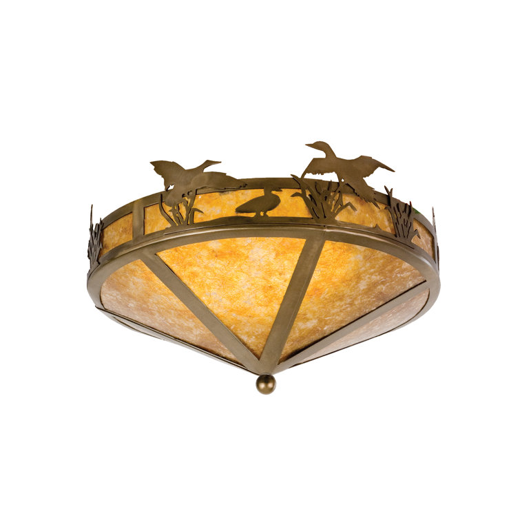 Marshland Ambience 16" Antique Copper & Glass Flushmount Light