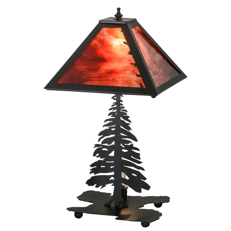 Adirondack Inspired 21" Black Base Table Lamp with Stained Glass