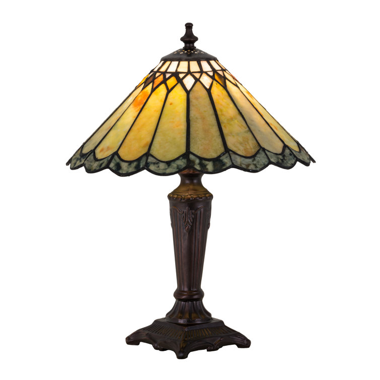 Moss Green Jadestone 15.5" Accent Lamp with Mahogany Bronze Base