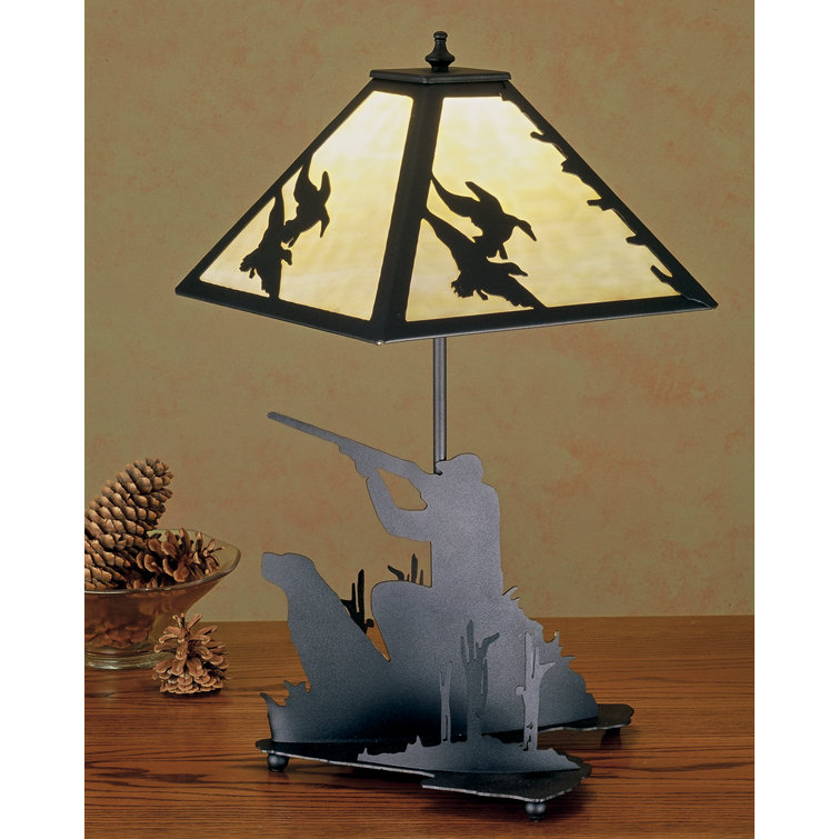 Marshland Retreat 20" Black Stained Glass Hunter Table Lamp