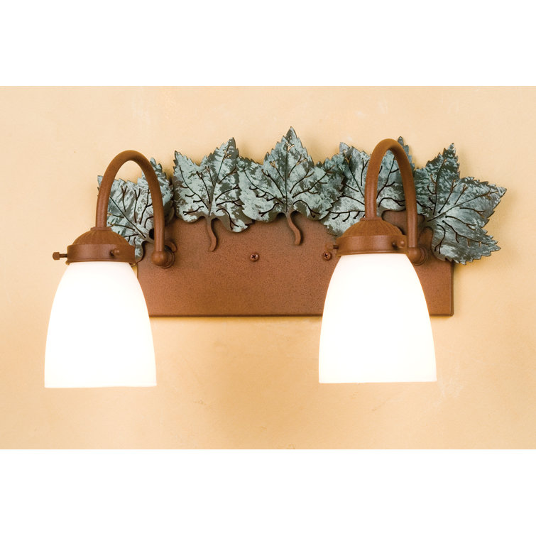 Rustic Cream Glass Maple Leaf 2-Light Wall Sconce