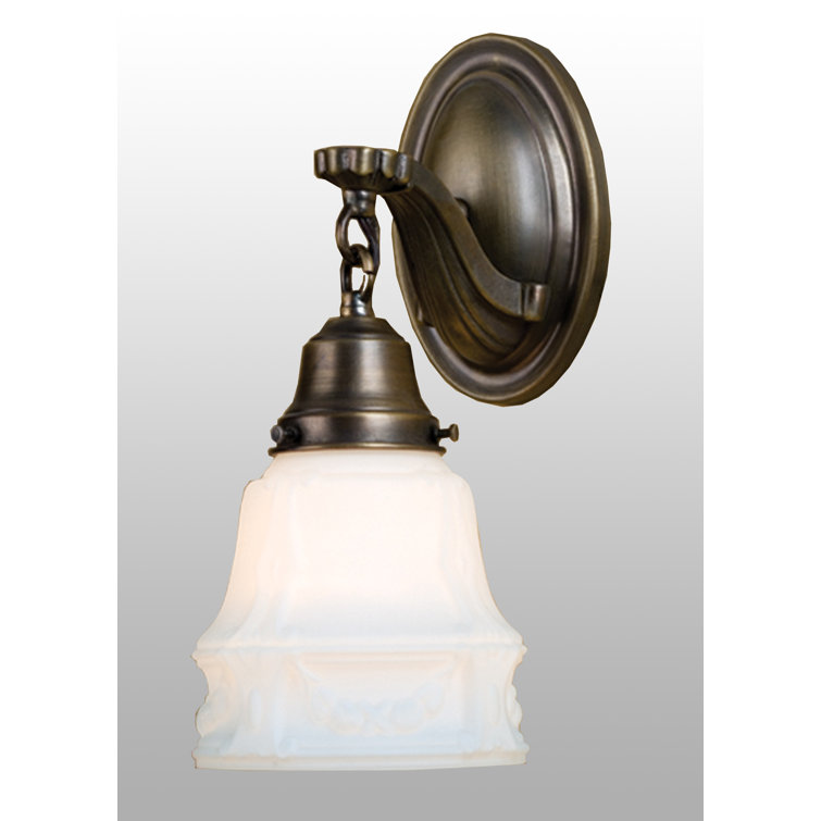 Antique Brass and Frosted White Glass Dimmable Sconce