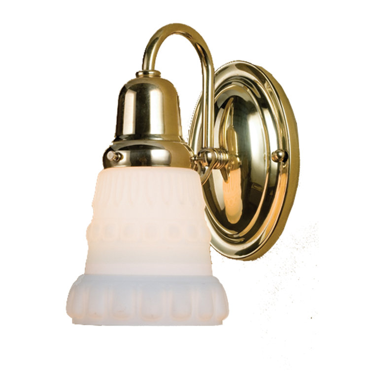 Polished Brass 7'' Bowl Shade Armed Sconce with White Frosted Glass