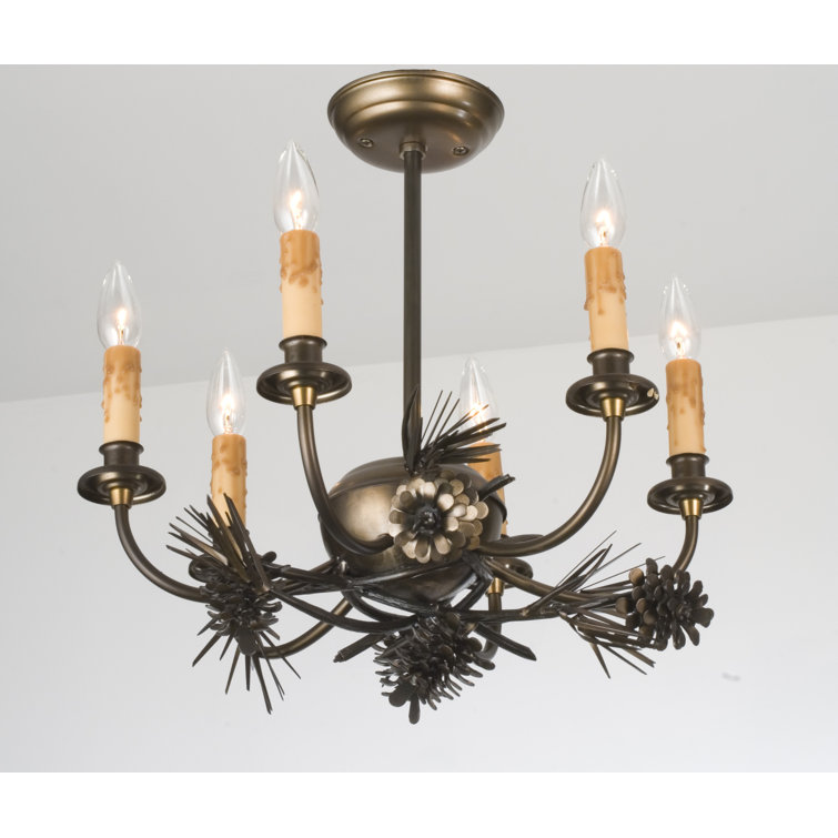 Rustic Bronze 6-Light Pinecone Chandelier