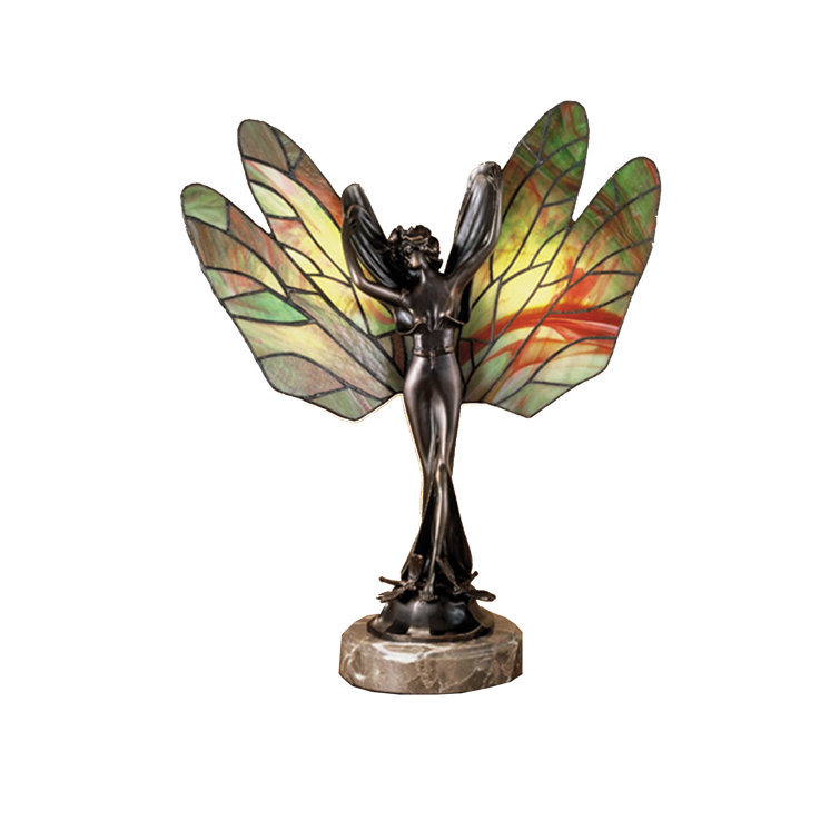Mahogany Bronze Stained Glass Dragonfly Table Lamp