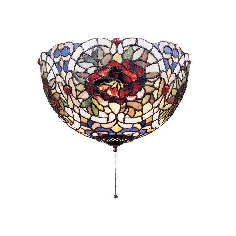 Renaissance Rose 10" Bronze & Glass Bowl Flush Mount