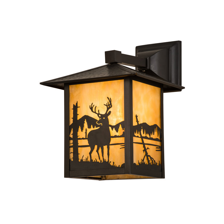 Rustic Brown Dimmable Lantern Wall Sconce