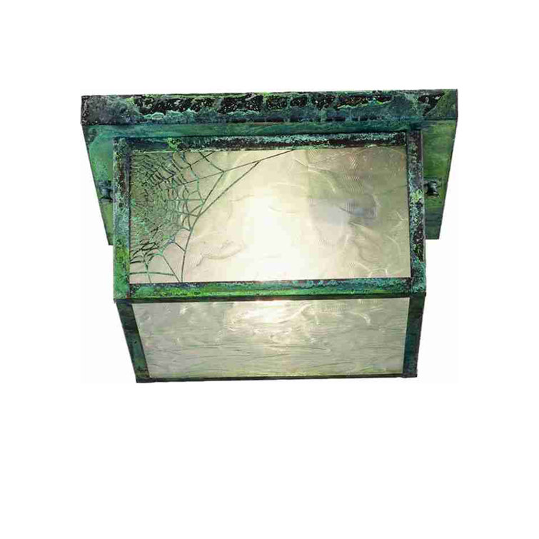 Verdigris 6.5'' Spider Web Craftsman Style Glass Flush Mount