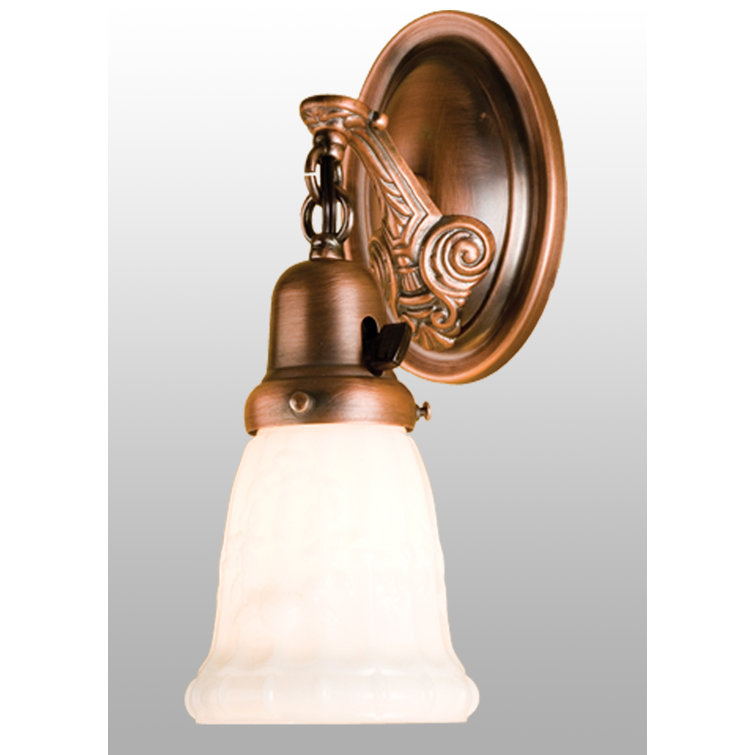 Burnished Copper Vanity Sconce with White Opal Glass Shade