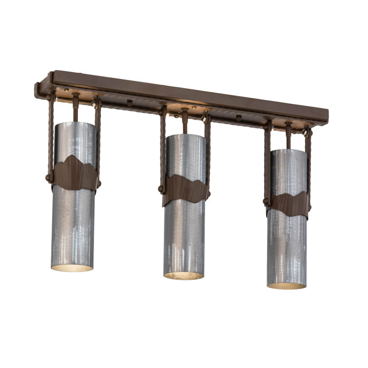 Sofia Sepia 3-Light Steel Island Pendant with Gray Shades