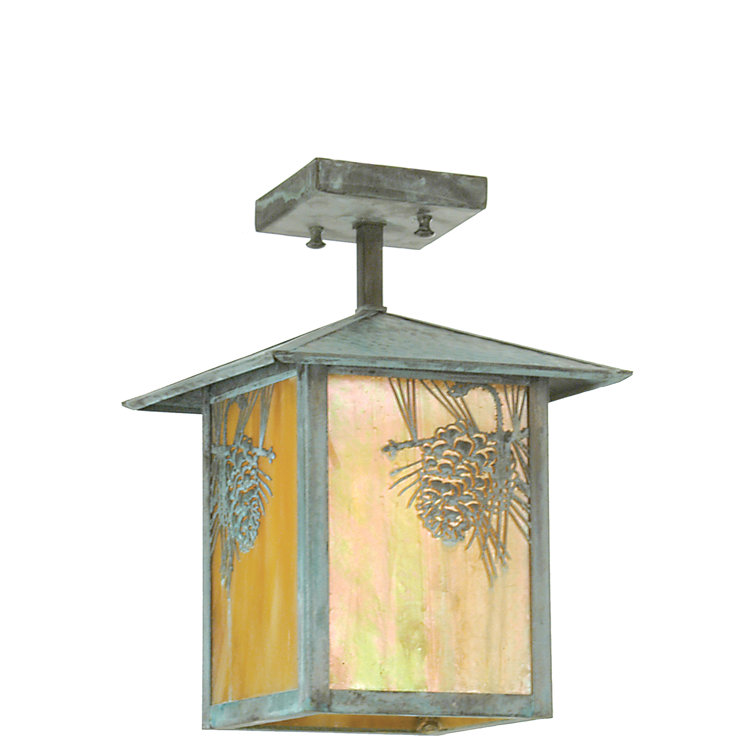 Rustic Beige Iridescent Glass Mini Lantern Pendant