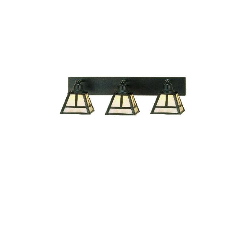 24" Brown Craftsman Dimmable Vanity Sconce with Glass Shades