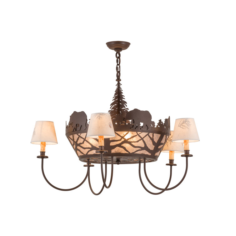 Adirondack Black Bear and Pine 58" Plug-In Geometric Chandelier