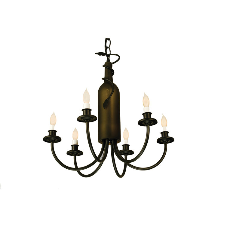 Mini Frosted Green Glass 6-Light Solid Brass Traditional Chandelier