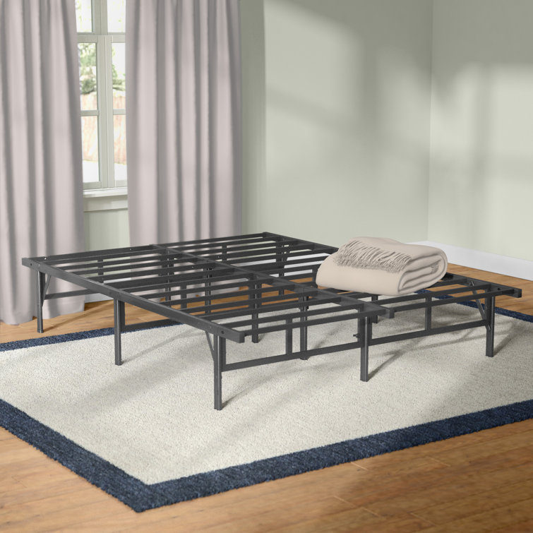 Queen Black Metal Platform Bed Frame with Storage