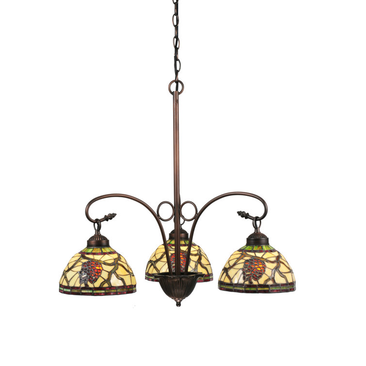 Rustic Bronze Pinecone 3-Light Chandelier with Adjustable Height