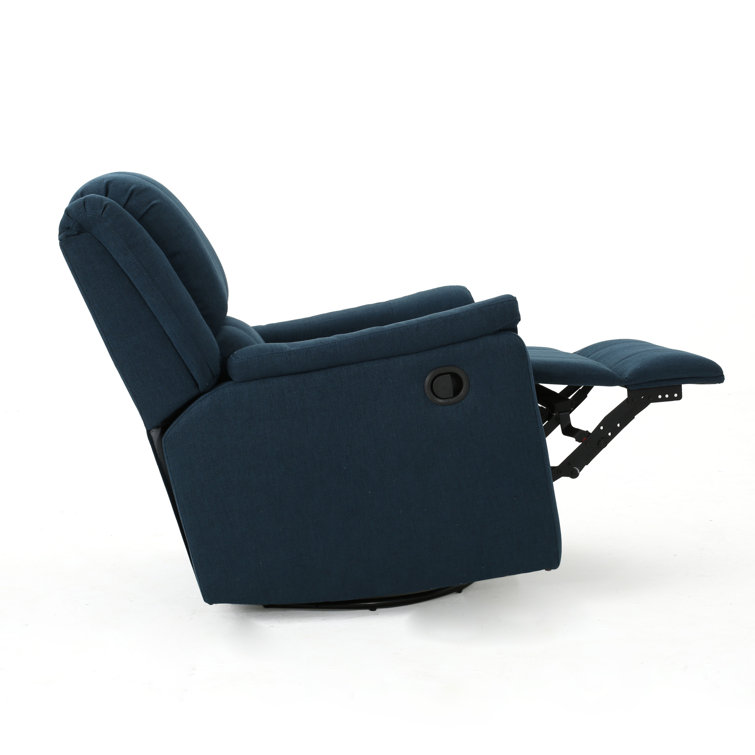Navy Blue Polyester Swivel Recliner Accent Chair