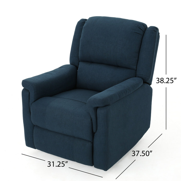 Navy Blue Polyester Swivel Recliner Accent Chair