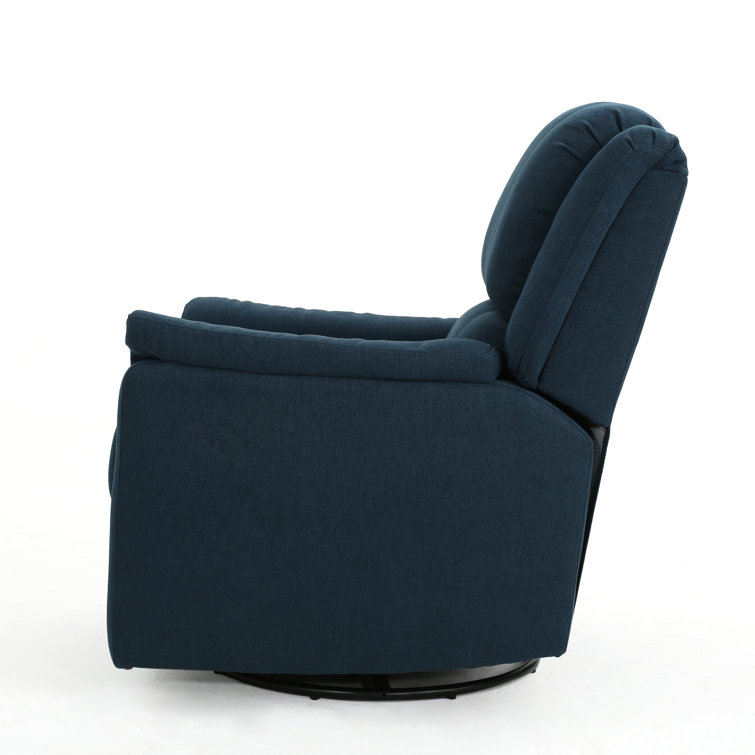 Navy Blue Polyester Swivel Recliner Accent Chair