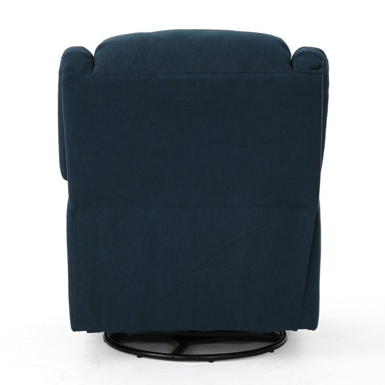 Navy Blue Polyester Swivel Recliner Accent Chair