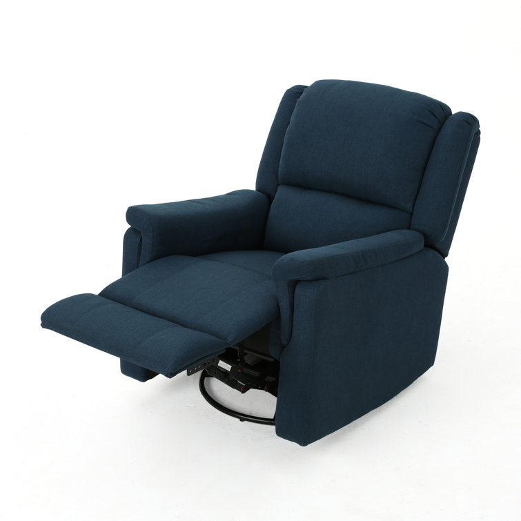 Navy Blue Polyester Swivel Recliner Accent Chair